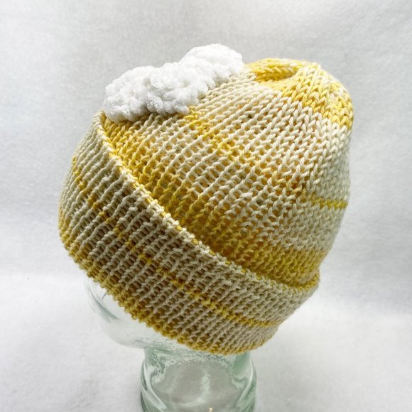 Crochet & Knit Wide Cuff Daisy Beanie OS - Picture 8 of 11